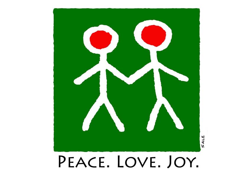 happy holidays peace love joy christmas trees