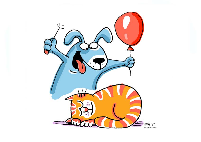 balloon pop dog and cat ecard