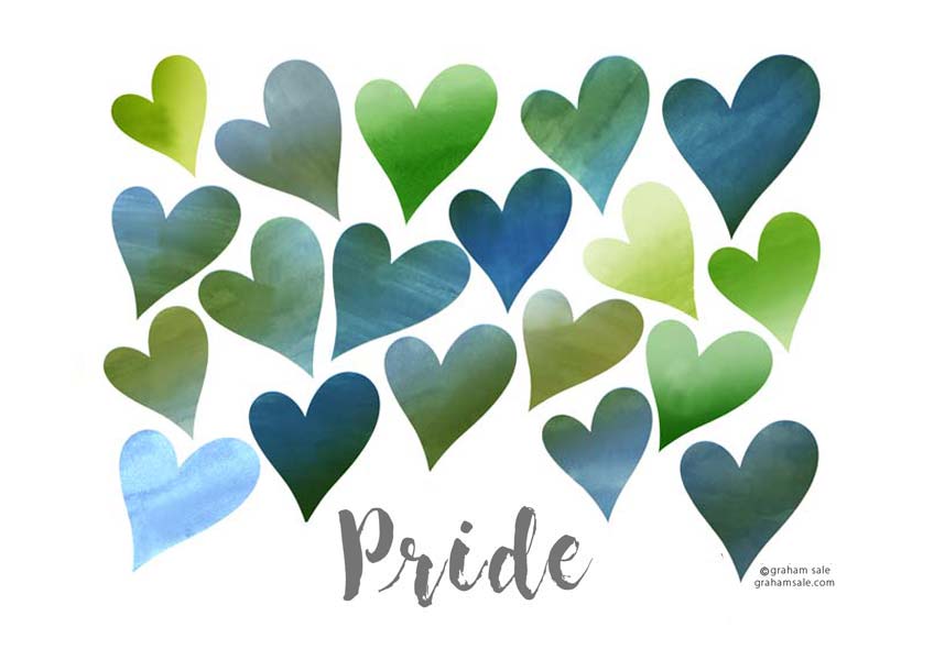 pride blue hearts