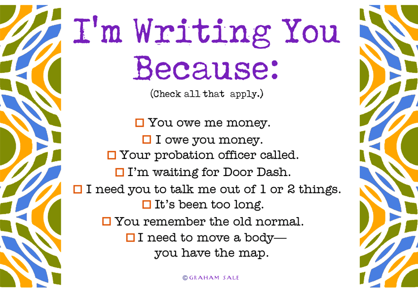 i am writing you because checklist